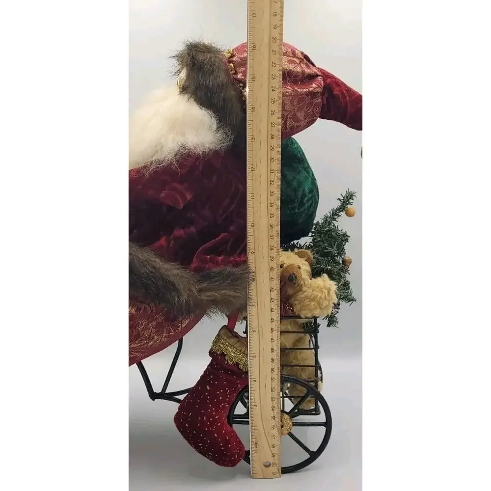 Vintage Large Porcelain Face Santa Claus Riding Tricycle Presents 16